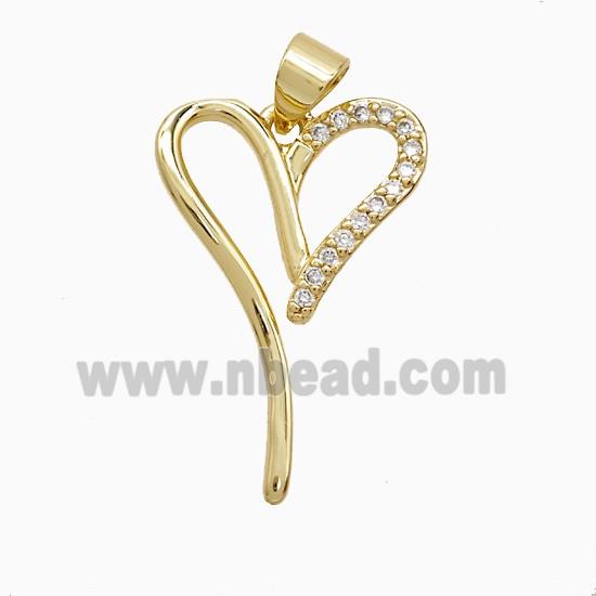 Copper Pendant Pave Zircon, Gold Plated