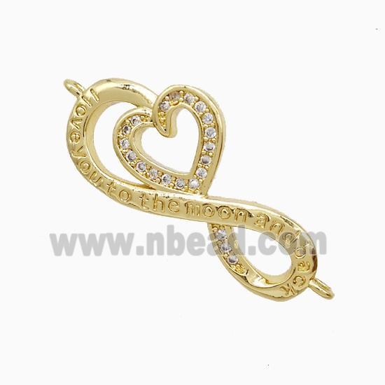 Copper Connector Pave Zircon, Gold Plated