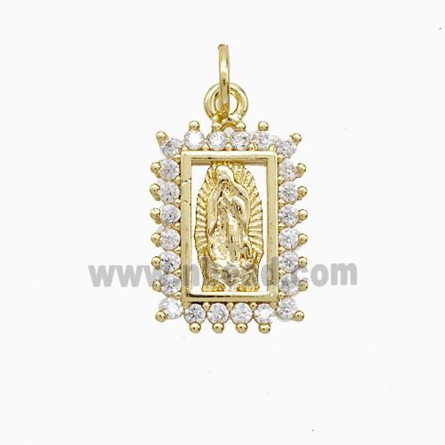 Copper Jesus Pendant Pave Zirconia 18K Gold Plated