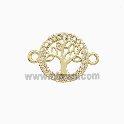 Copper Connector Pave Zircon, Gold Plated