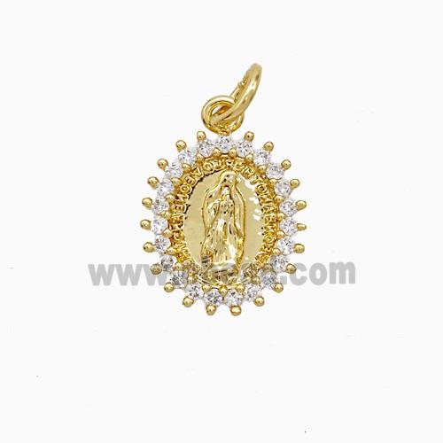 Copper Pendant Pave Zircon, Gold Plated