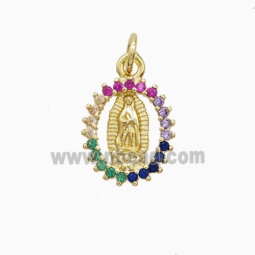 Copper Pendant Pave Zircon, Gold Plated