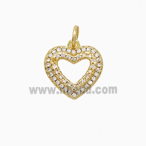 Copper Heart Pendant Pave Zirconia Hollow 18K Gold Plated