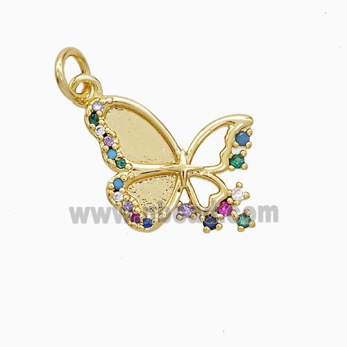 Copper Pendant Pave Zircon, Gold Plated