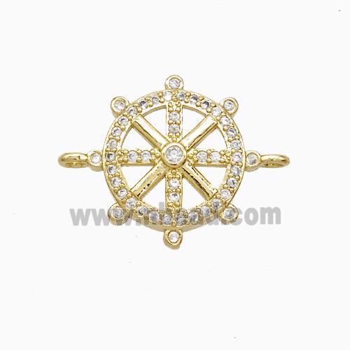 Copper Connector Pave Zircon, Gold Plated
