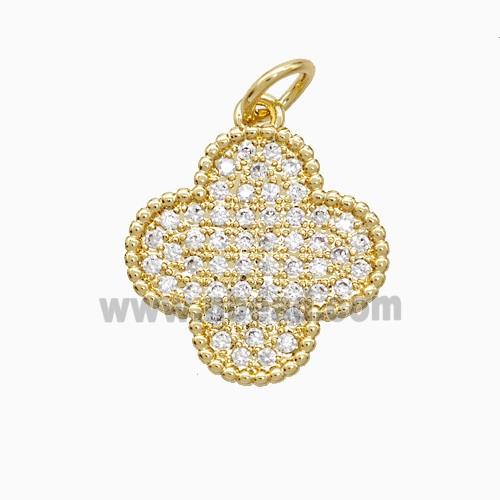 Copper Pendant Pave Zircon, Gold Plated