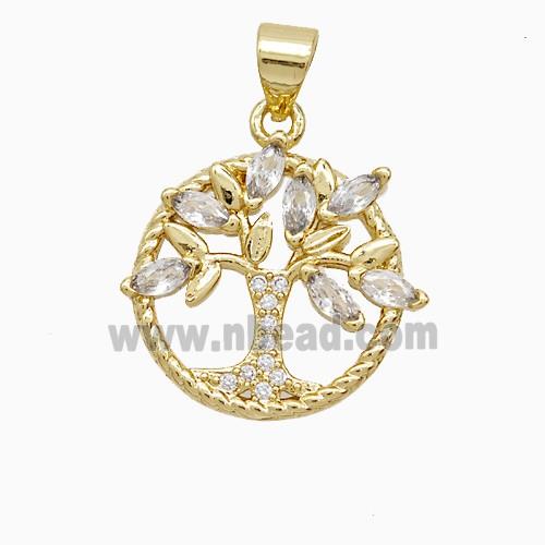 Copper Pendant Pave Zircon, Gold Plated
