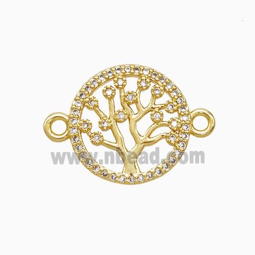 Copper Connector Pave Zircon, Gold Plated