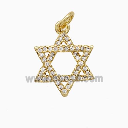 Copper David Star Pendant Pave Zirconia 18K Gold Plated