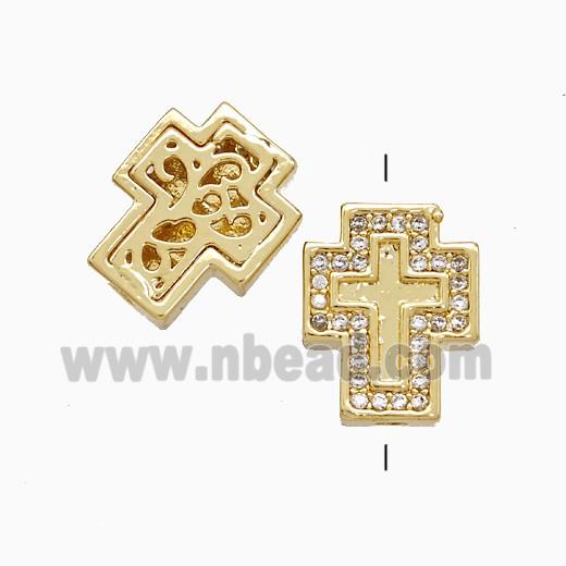 Copper Cross Beads Pave Zirconia 18K Gold Plated