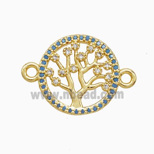 Copper Connector Pave Zircon, Gold Plated