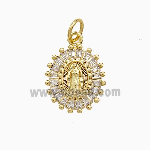 Copper Pendant Pave Zircon, Gold Plated