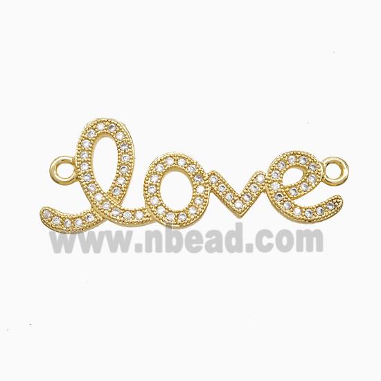 Copper Connector Pave Zircon, Gold Plated