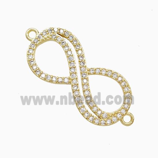 Copper Connector Pave Zircon, Gold Plated