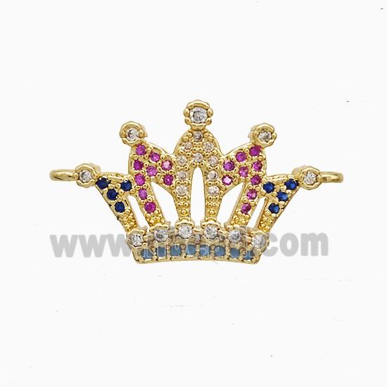 Copper Crown Connector Pave Multicolor Zirconia 18K Gold Plated