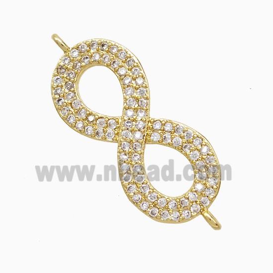 Copper Connector Pave Zircon, Gold Plated