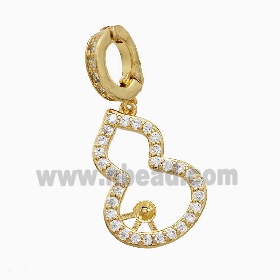 Copper Gourd Pendant Pave Zirconia 18K Gold Plated
