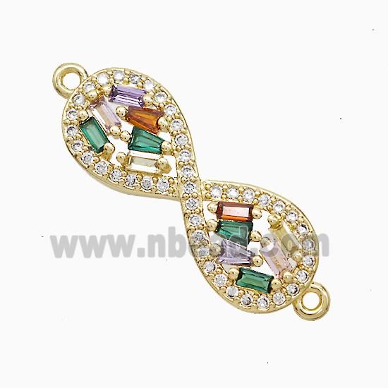 Copper Connector Pave Zircon, Gold Plated