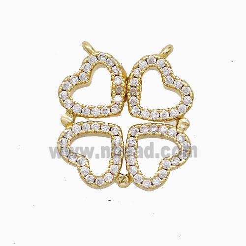 Copper Pendant Pave Zircon, Gold Plated