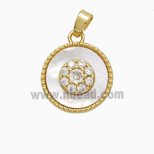 Copper Flower Pendant Pave Zirconia Shell 18K Gold Plated