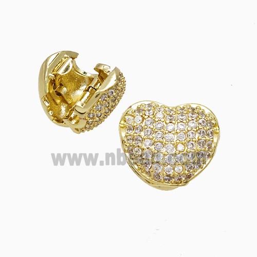 Copper Heart Beads Pave Zirconia 18K Gold Plated