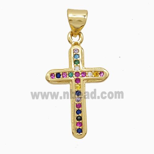 Copper Pendant Pave Zircon, Gold Plated