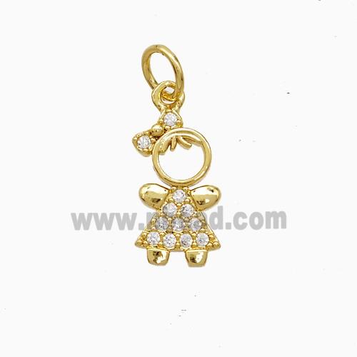 Copper Pendant Pave Zircon, Gold Plated