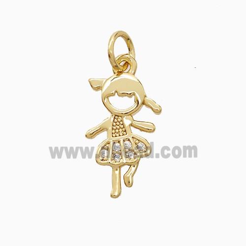 Copper Kids Girls Pendant Pave Zirconia 18K Gold Plated