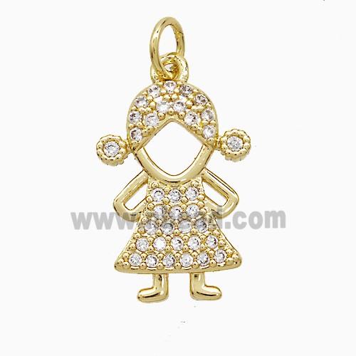 Copper Pendant Pave Zircon, Gold Plated