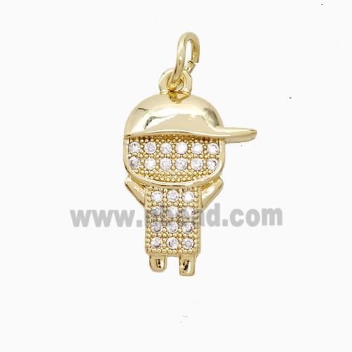Copper Pendant Pave Zircon, Gold Plated