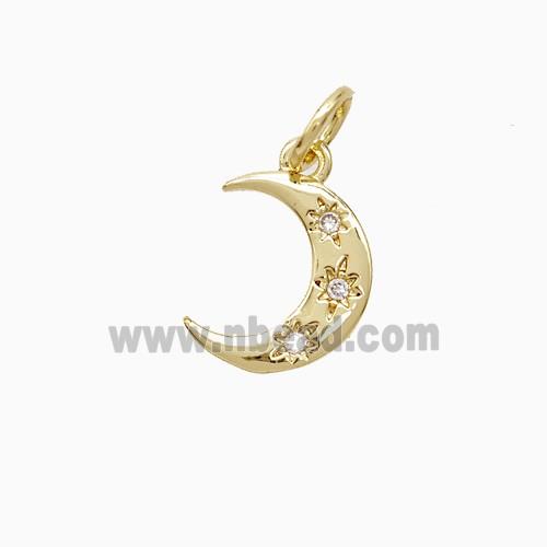 Copper Moon Pendant Pave Zirconia 18K Gold Plated