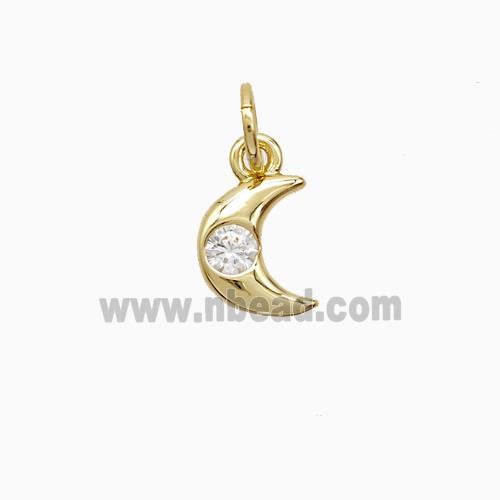 Copper Moon Pendant Pave Zirconia 18K Gold Plated