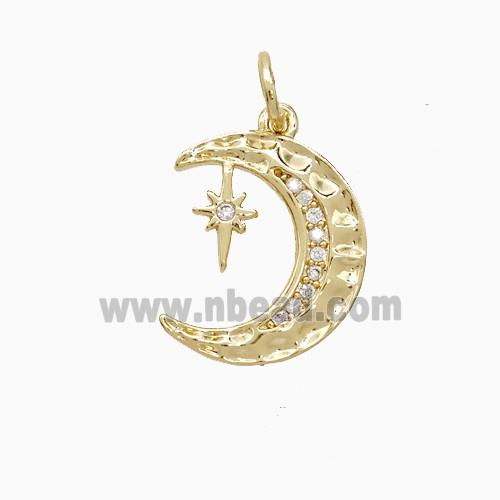 Copper Moon Star Pendant Pave Zirconia 18K Gold Plated