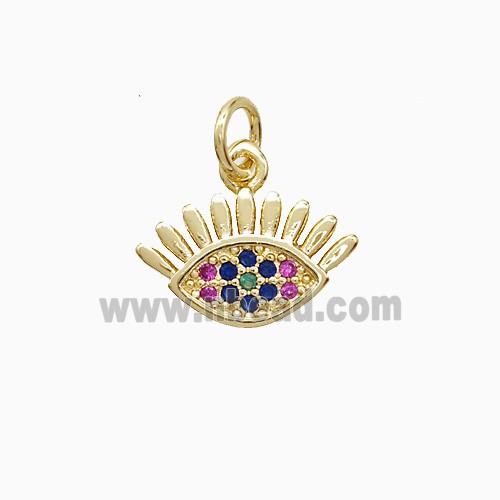 Copper Eye Pendant Pave Multicolor Zirconia 18K Gold Plated