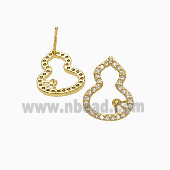 Copper Earring Pave Zircon, Gold Plated