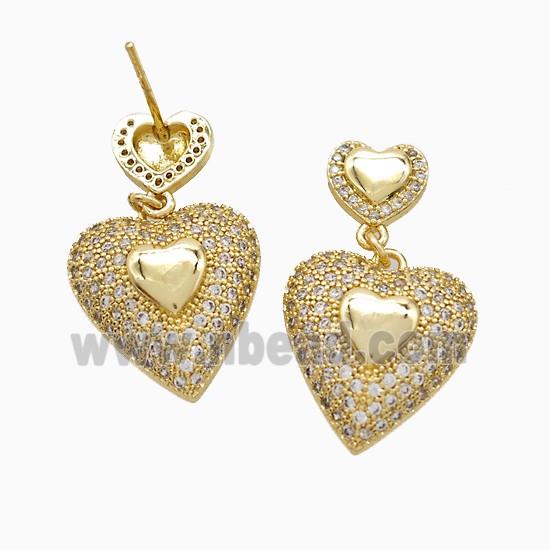 Copper Earring Pave Zircon, Gold Plated