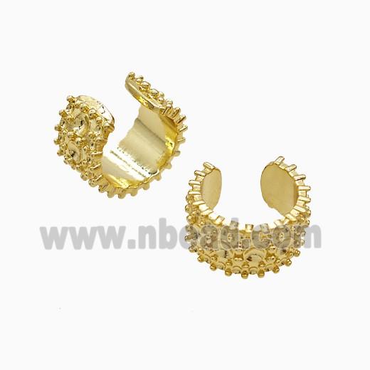 Copper Earring Pave Zircon, Gold Plated