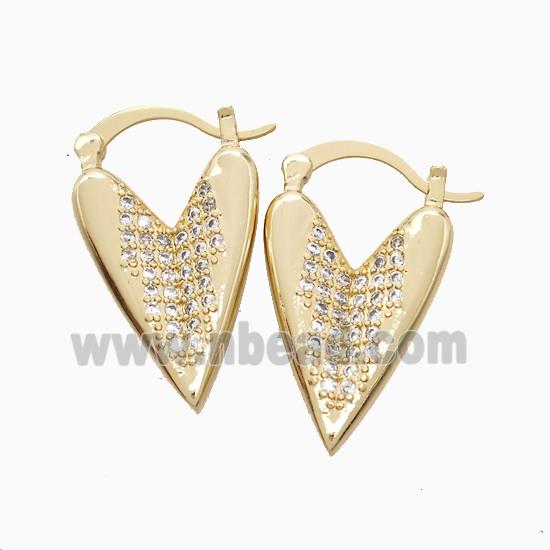 Copper Earring Pave Zircon, Gold Plated