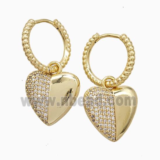 Copper Earring Pave Zircon, Gold Plated