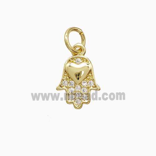 Copper Hamsahand Pendant Pave Zirconia Gold Plated