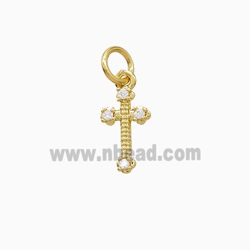 Copper Pendant Pave Zircon, Gold Plated