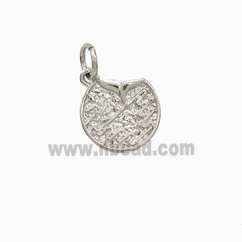 Copper Shark-tail Pendant Circle Hammered Platinum Plated