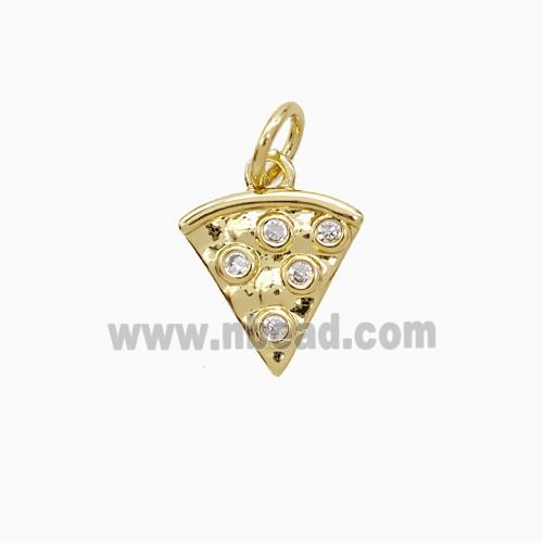 Copper Pizza Slice Pendant Pave Zirconia Gold Plated