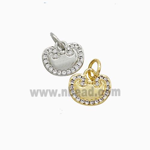 Copper Pendant Pave Zircon, Gold Plated