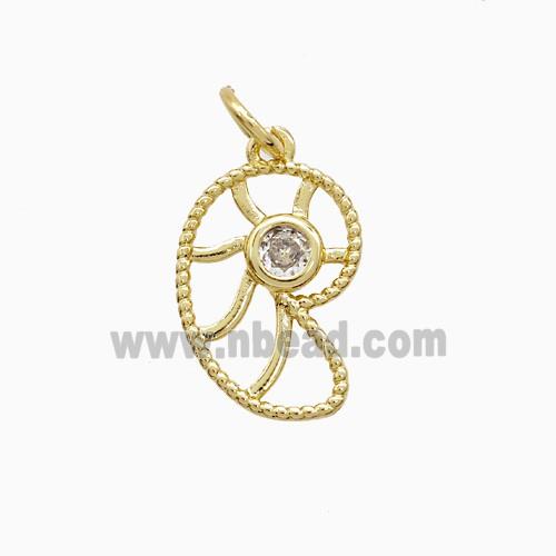 Copper Pendant Pave Zircon, Gold Plated