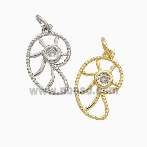 Copper Spiral Shell Pendant Pave Zirconia Mixed