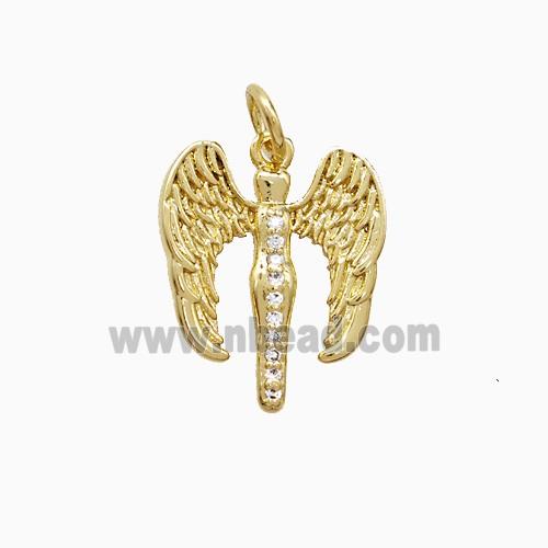 Copper Pendant Pave Zircon, Gold Plated