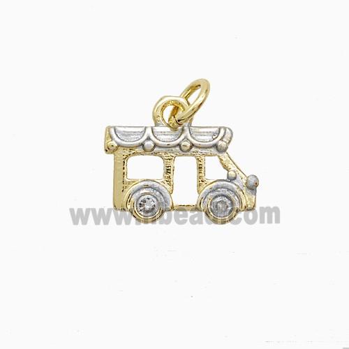 Copper Pendant Pave Zircon, Gold Plated