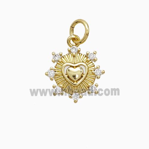 Copper Pendant Pave Zircon, Gold Plated
