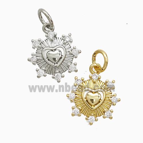 Copper Heart Pendant Pave Zirconia Mixed
